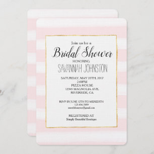 Soft Pink Stripes Watercolor Bridal Shower Invitation