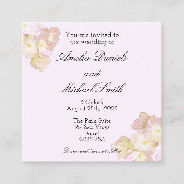 Soft Pink Summer Floral Wedding Invitation (Front)