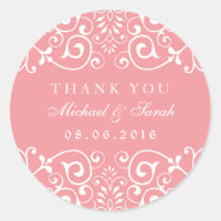 Soft Pink Swirl Flower Bridal Shower Favour Sticke