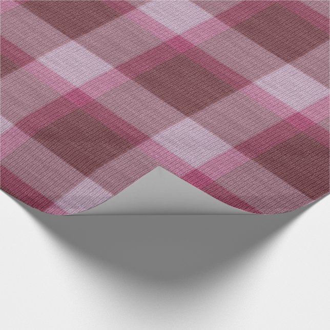 Soft Pink Tartan Plaid Christmas Wrapping Paper (Corner)