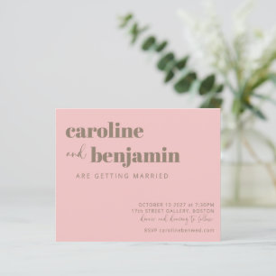 Soft Pink Taupe Modern Budget Wedding Invitation