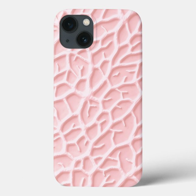 Soft Pink Texture iPhone Case with Organic Lines (Back)