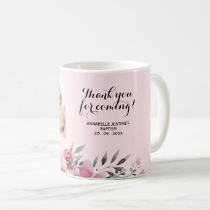 Soft Pink THANK YOU FOR COMING! Baptism Photo Coffee Mug