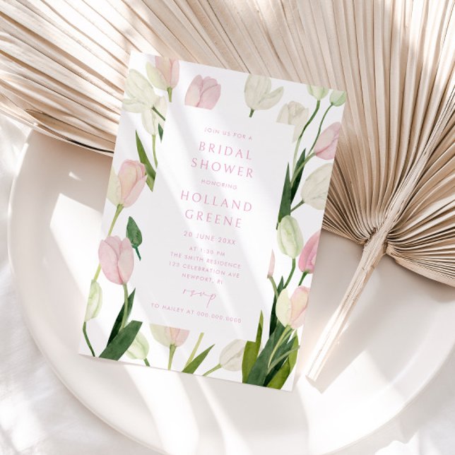 Soft Pink Tulip Bridal Shower Invitation (Creator Uploaded)