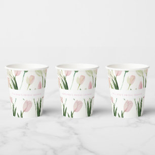 Soft Pink Tulip Bridal Shower Paper Cups