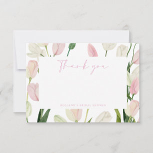 Soft Pink Tulip Bridal Shower Thank You Card