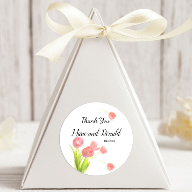 Soft Pink Tulips Classic Round Sticker (Creator Uploaded)