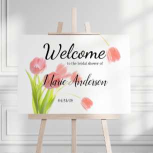 Soft Pink Tulips Floral Girly Bridal Shower Poster