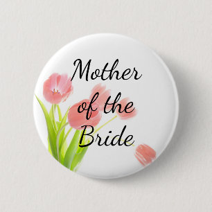 Soft Pink Tulips Mother of the Bride 6 Cm Round Badge