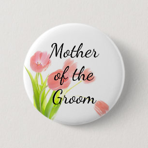 Soft Pink Tulips Mother of the Groom 6 Cm Round Badge