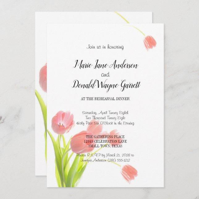 Soft Pink Tulips Rehearsal Dinner (Front/Back)