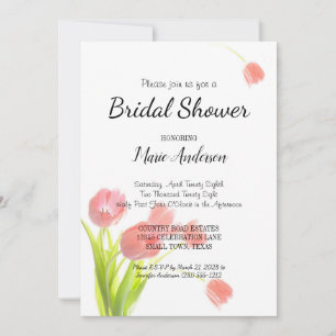 Soft Pink Tulips Shower Invitation