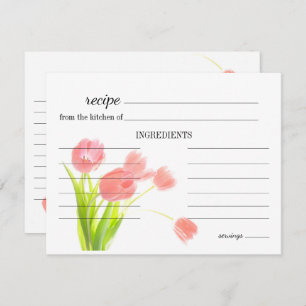 Soft Pink Tulips Wedding Recipe Card