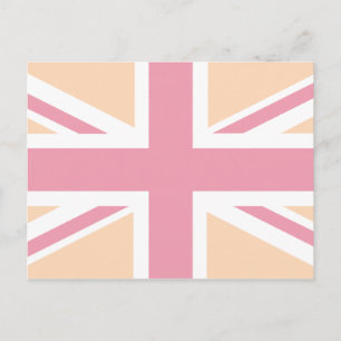 soft pink Union Jack British(UK) Flag Postcard
