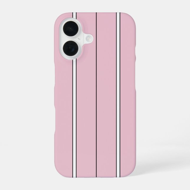 Soft Pink Vertical Stripe Pattern Minimal iPhone 16 Case (Back)