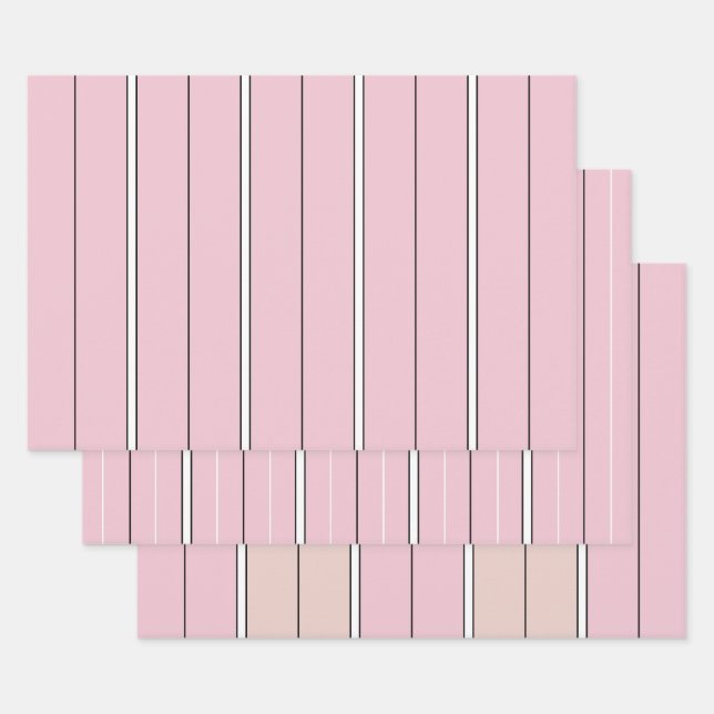 Soft Pink Vertical Stripe Pattern Minimal Wrapping Paper Sheet (Set)