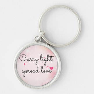 Soft Pink Watercolor Design with Stars, Hearts & I Key Ring