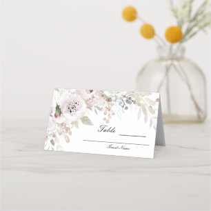 Soft Pink Watercolor Elegant Floral Wedding Table Place Card