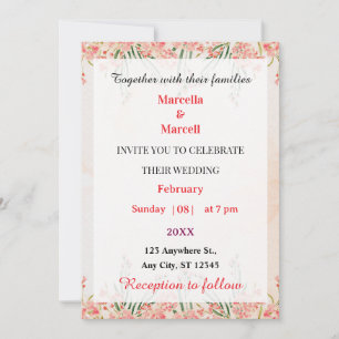Soft Pink Watercolor Floral Frame Invitation