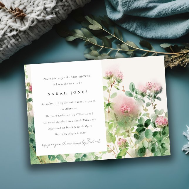 Soft Pink Watercolor Floral Garden Baby Shower Invitation (Creator Uploaded)
