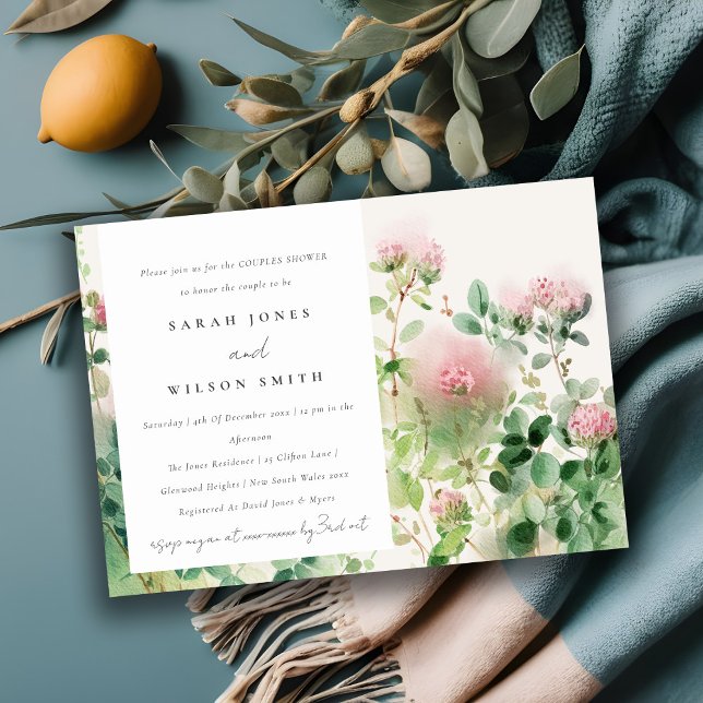 Soft Pink Watercolor Floral Garden Couples Shower Invitation (Creator Uploaded)