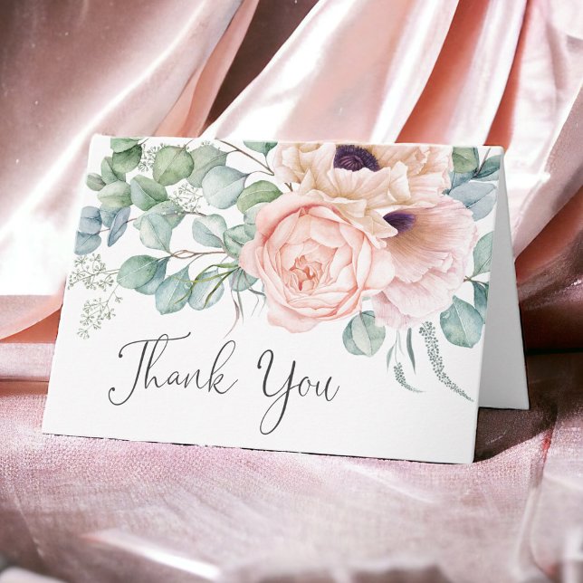 Soft Pink Watercolor Floral Thank You (Creator Uploaded)