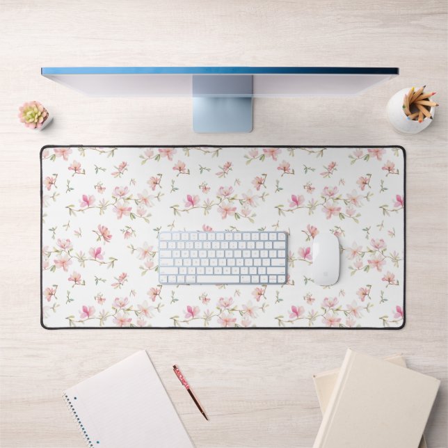 Soft Pink Watercolor Flower Desk Mat (Office 1)