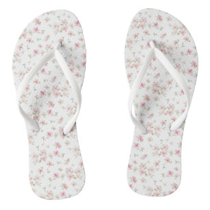 Soft Pink Watercolor Flower Pattern Flip Flops