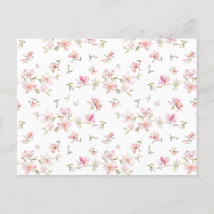 Soft Pink Watercolor Flower Pattern Holiday Postcard