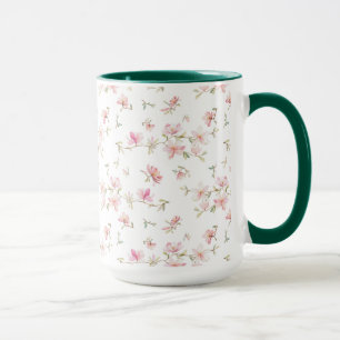 Soft Pink Watercolor Flower Pattern Mug