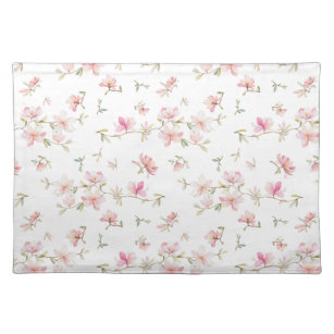 Soft Pink Watercolor Flower Pattern Placemat