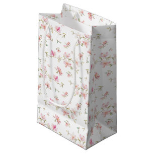 Soft Pink Watercolor Flower Pattern Small Gift Bag