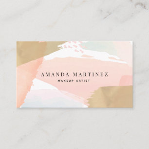 Soft Pink Watercolor & Gold Business Card
