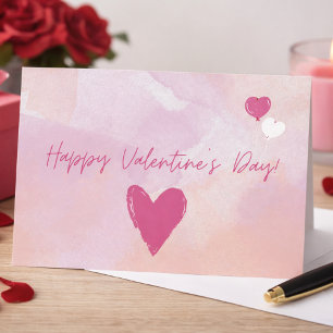 Soft Pink Watercolor Happy Valentine’s Day Postcard