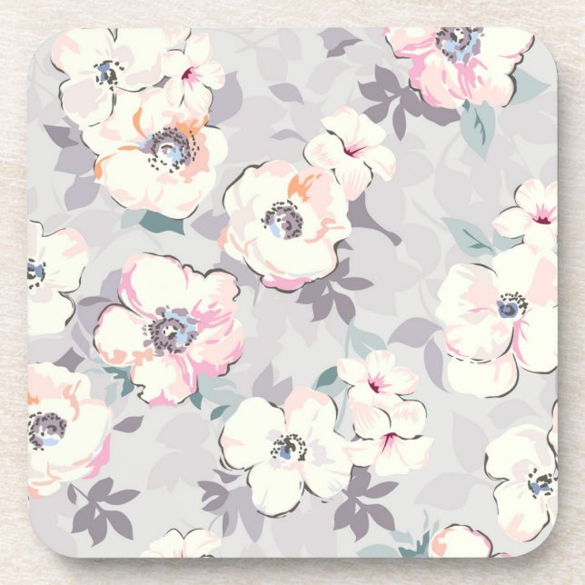 Soft Pink Watercolor Pattern Coaster (Front)