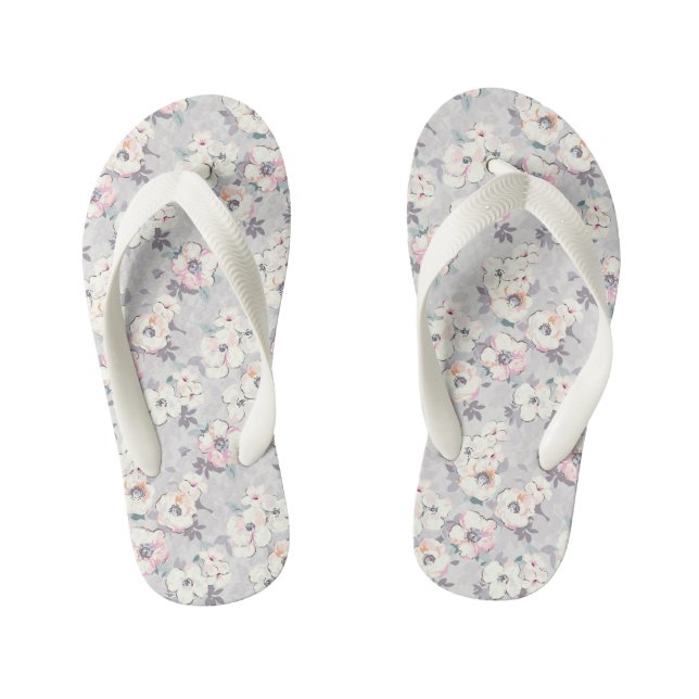 Soft Pink Watercolor Pattern Kid's Flip Flops (Footbed)