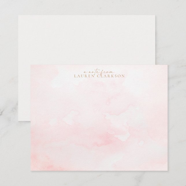 Soft Pink Watercolor Wash Note Card (Front/Back)