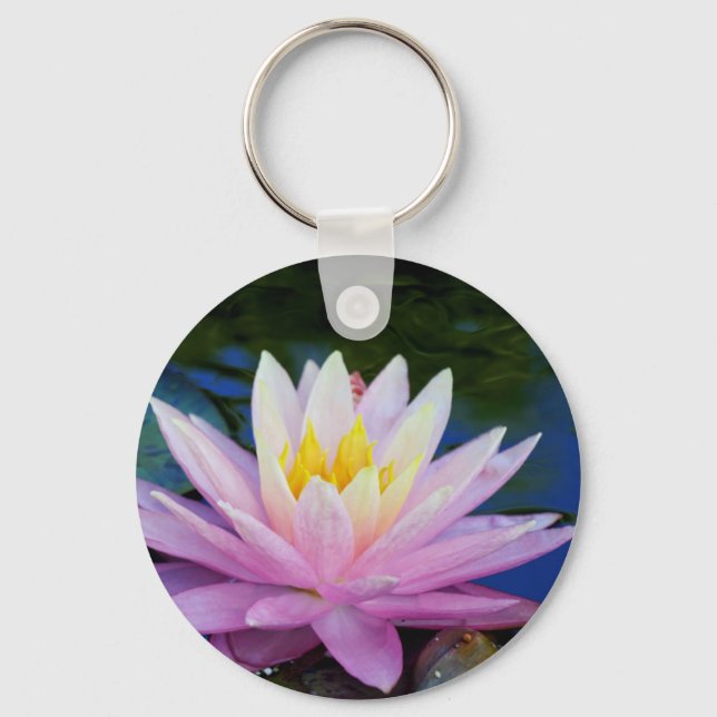 Soft Pink Waterlily Key Ring (Front)