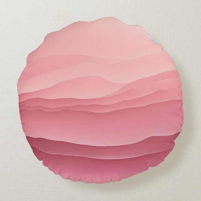 Soft Pink Waves AI art  Round Cushion (Back)