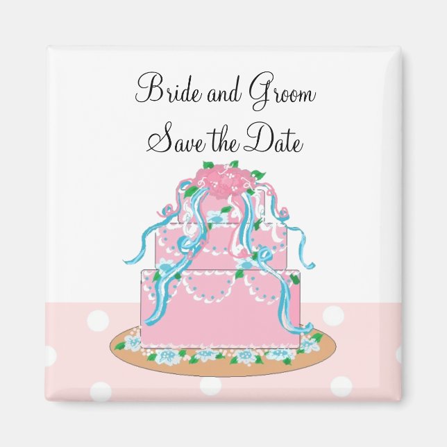 Soft Pink Wedding Cake Magnet (Front)