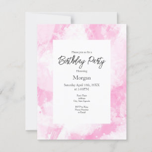 Soft Pink White Abstract Brushstrokes Invitation