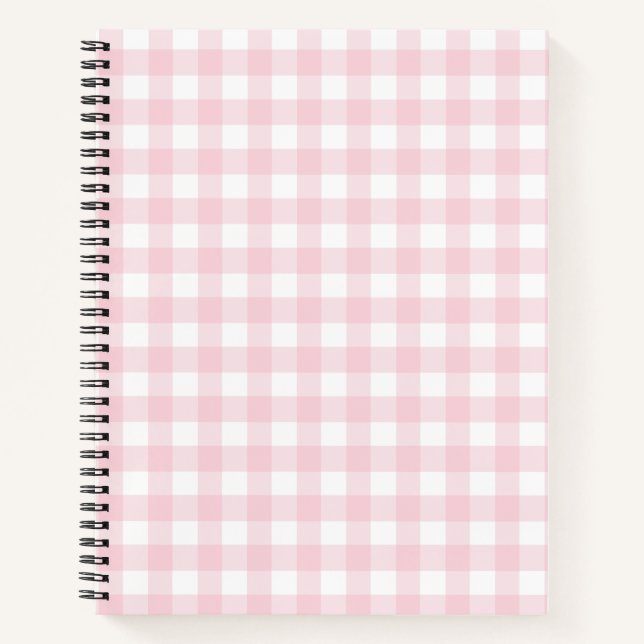 Soft Pink White Buffalo Check Plaid Gingham Notebook (Front)