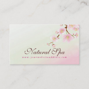 Soft Pink & White Floral Blossom Natural Spa Business Card