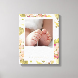 Soft Pink & White Floral Frame Canvas Print