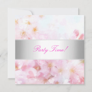 Soft Pink & White Flowers Party Invitation