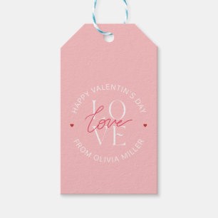 Soft Pink White Happy Valentine's Day Love Gift Tags