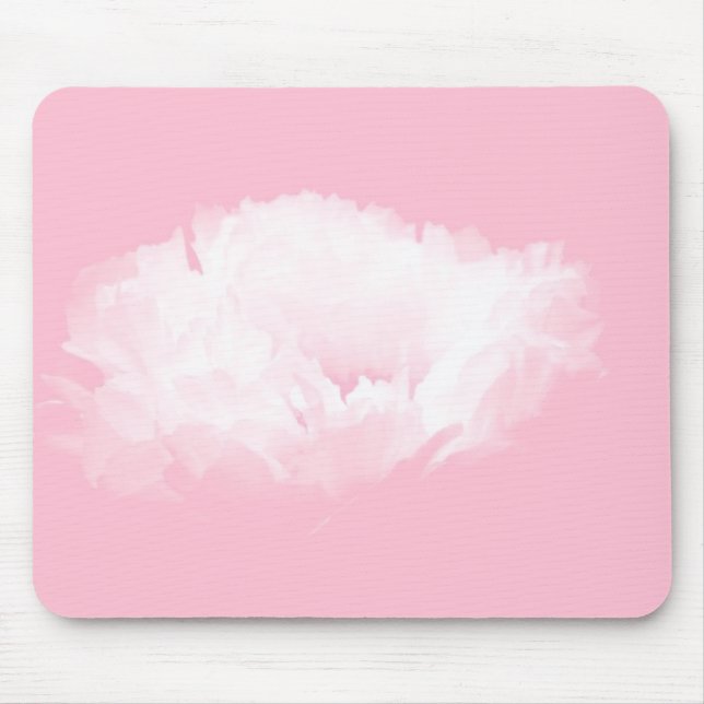 Soft Pink White Peony Floral Mousepad (Front)