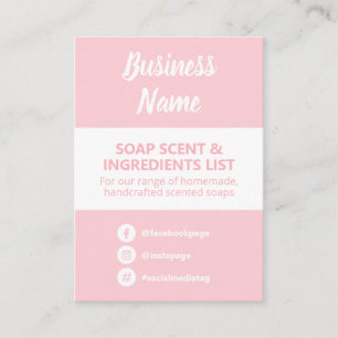 Soft Pink & White Soap Scent Ingredients List Business Card