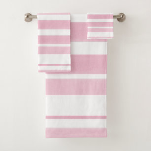 Soft Pink White Stripes Bath Towel Set