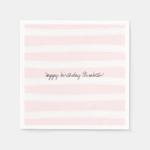 Soft Pink White Stripes Watercolor Napkin